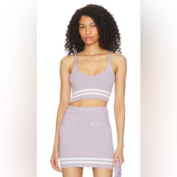 Lovers + Friends Dresses & Skirts - NWT Lovers & Friends Alize SET Co-ord Top Skirt Purple Lilac White Mini Tank New